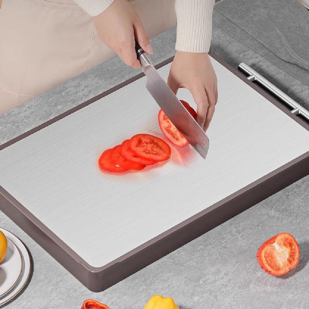 Anti-Bacterial Wood Chopping Board Anti-Slip Stainless Steel Cutting Board  Home