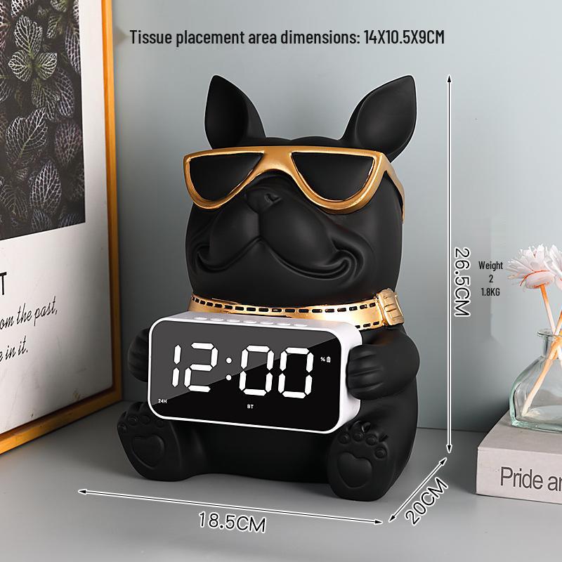 

Современная скандинавская коробка для салфеток «Французский бульдог» с часами и роскошной подсветкой