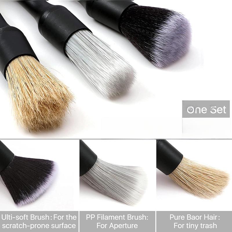 Set de perii pentru detalii auto: Perii cu peri moi pentru roți, goluri și interior - 3, 5, 6 bucăți