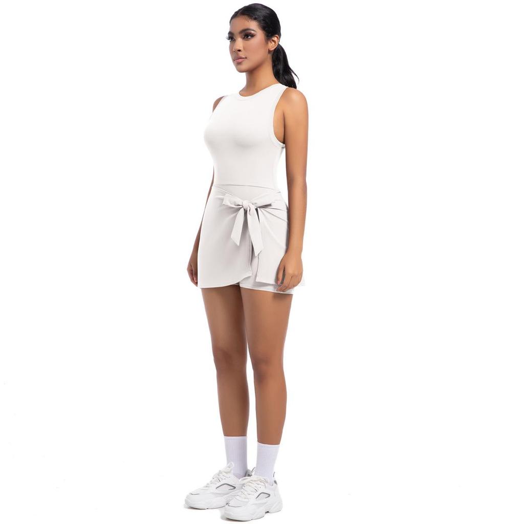 Women's Breathable Tennis Skirt Unitard - Integrated Yoga, Fitness, and Golf Dress