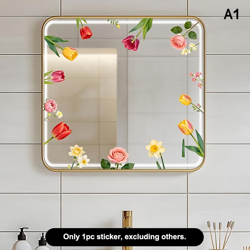Spring Green Leaf And Floral Wall Stickers Glass Sticker For Shower Doors, Mirrors, Bathroom Glass Self-Adhesive Removable