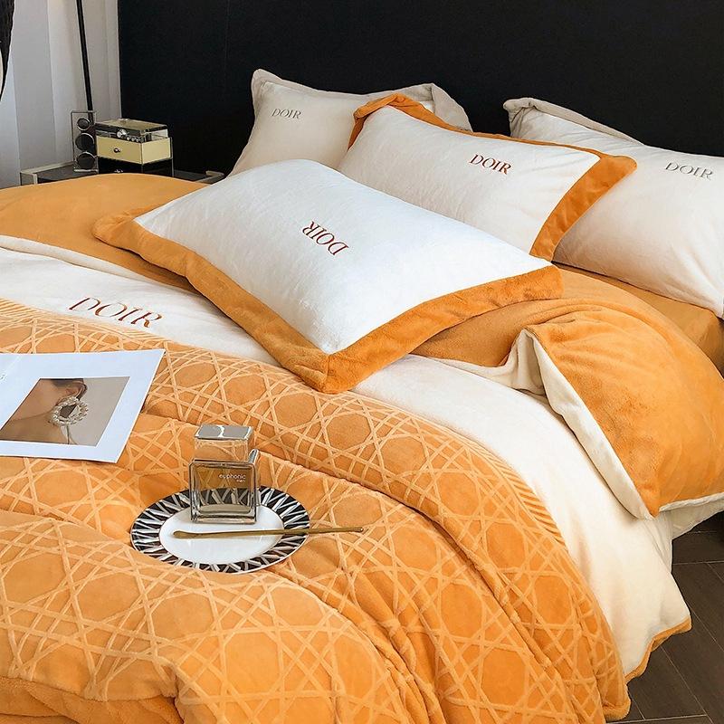 Kategoria zimowa A Mąka Mleczna Zestaw czterech sztuk Wysokiej klasy dwustronna mąka zagęszczony kołnierz Coral Mąka Kołdra Okładka