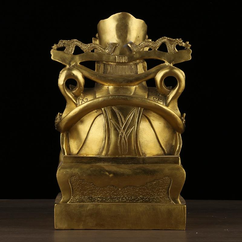 Copper of Statue Ruyi Yuanbao Dragon Head of Treasure Basin Sitting God of Wealth Star High Shine C