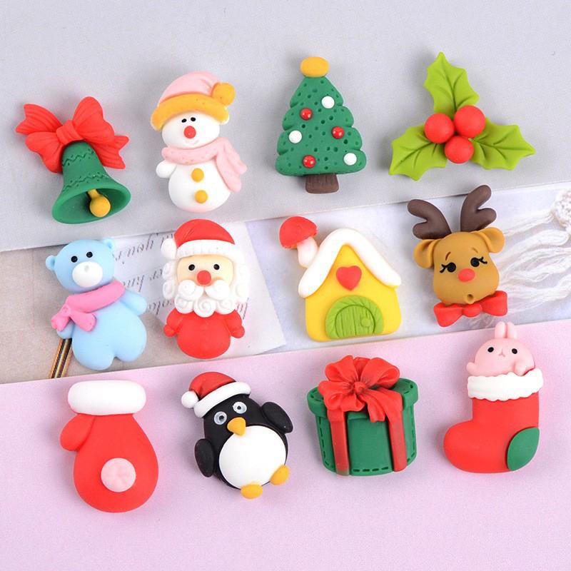 10Pcs Christmas Surprise Blind Bags Luminous Animal Mushroom Figurines Miniature Mystery Bag For Potted Dollhouse Decor