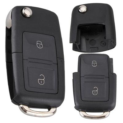 Siyah 2 Düğmeli Akıllı Uzaktan Kumanda Anahtar Kılıfı Çipsiz Kesilmemiş Bıçak Volkswagen B5 Yedek Parçasına Uygun