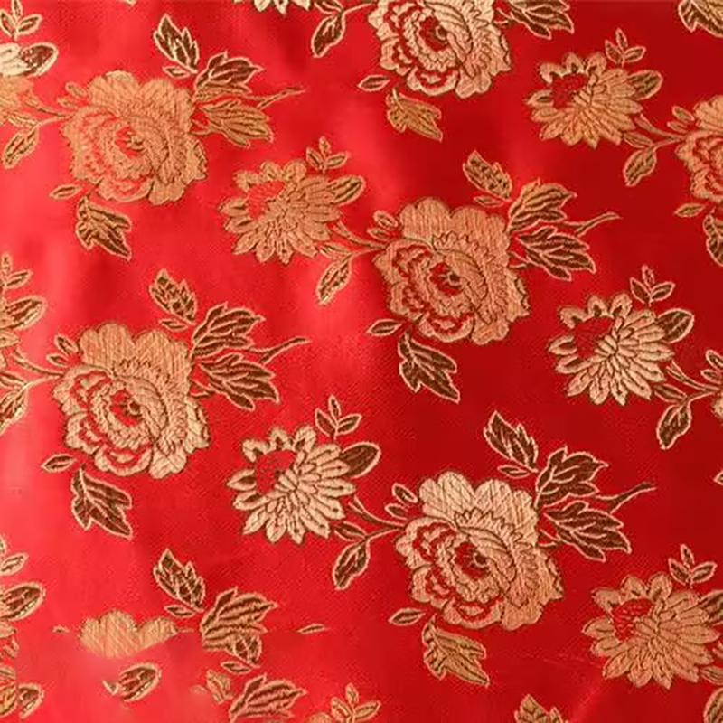 Jacquard Brocade Fabric By Meters for Cheongsam Dress Clothes Bag Pillowcase Diy Sewing Smooth Soft Flower Needlework Cloth Red
