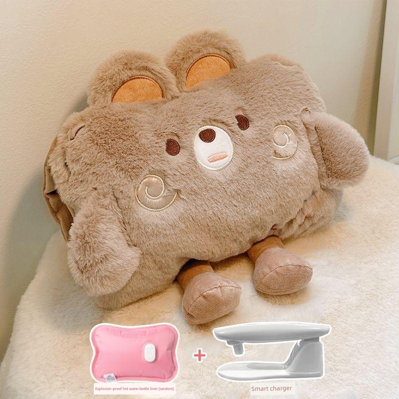 Rechargeable Hot Water Bottle, Explosion-Proof, Plush, Cute Hand Warmer, Winter Warming Blanket, Foot Warmer, Can Be Inserted into the Bed