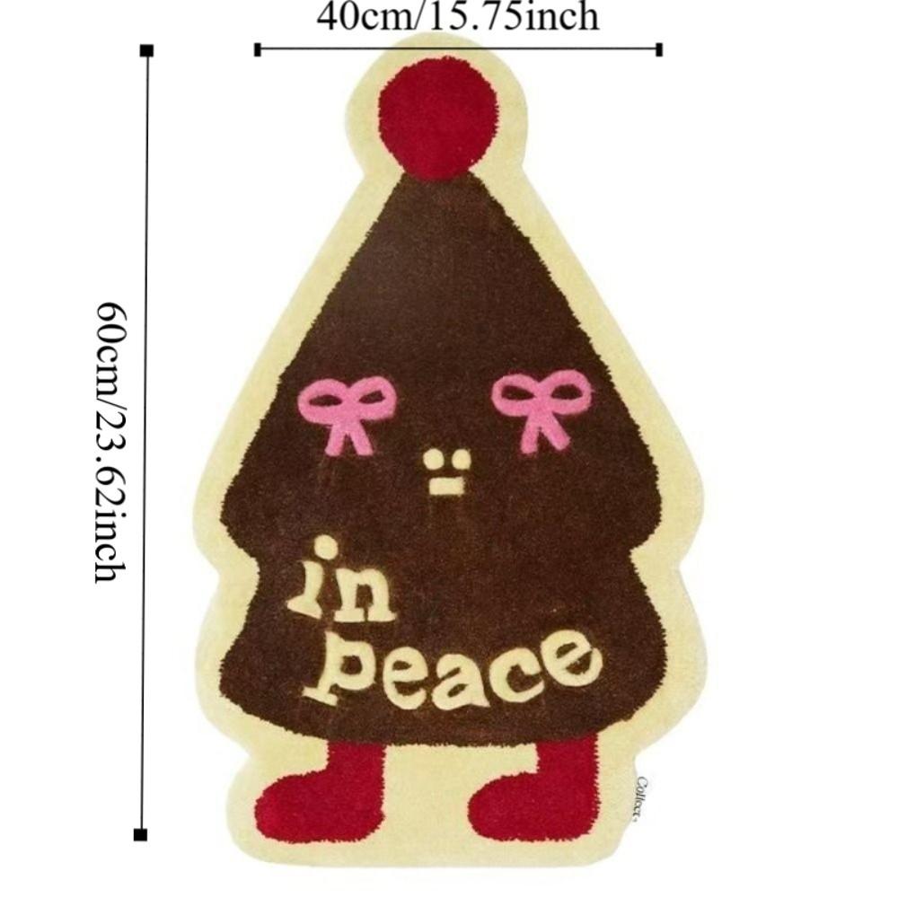 Cartoon Christmas Carpet Xmas Tree Shape Non-Slip Backing Bedroom Rug Soft Imitation Cashmere Bed Side Carpets Household Use