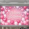 2D Pink Heart & Star Happy Birthday Backdrop Banner Party Photography Background