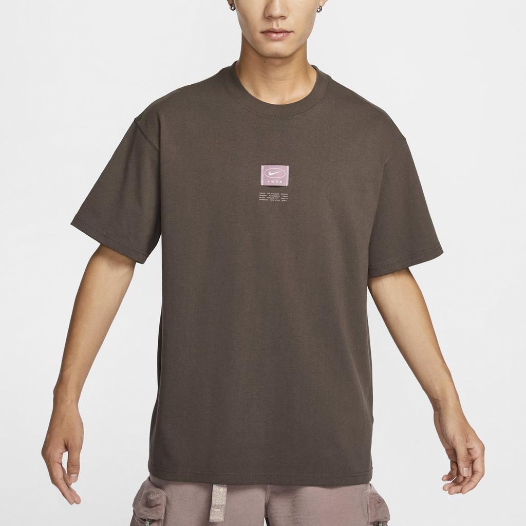 Nike Casual Series Letter Print Comfortable Versatile Round Neck Short Sleeve T-Shirt Men T-Shirts Brown FZ5393237