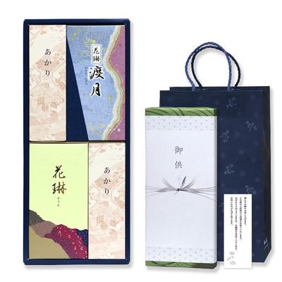 Incenso de Simpatia Presente [Karin Togetsu, 2 Tipos, Sândalo, com Embalagem Externa, Mensagem de Condolências, Saco de Transporte, Vela] Feito no Japão, Baixa Fumaça, Presente