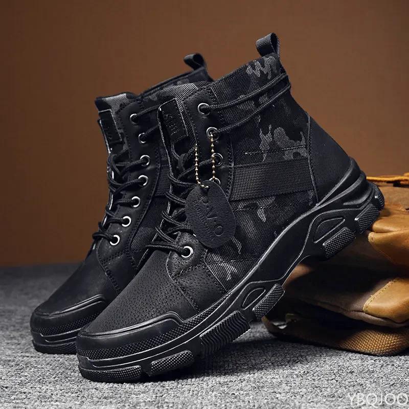 Fashion Men Boots Casual Outdoor Desert Boots Autumn Fashion Camouflage Lace-up Platform Shoes Man  Botas Masculina Zapatos Hombre