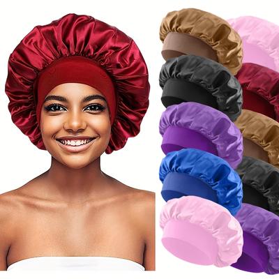 4pcs/set Luxurious Satin Hair Bonnets Multipurpose Wide Elastic Turban for Beauty Sleeping & Bath Shower for Women Hair Care Cap