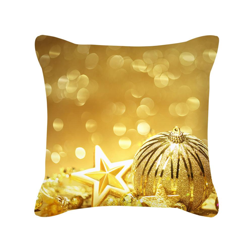 New Black Gold Christmas Pillow Cover New Snowflake Letter Peach Skin Sofa Cushion Cover
