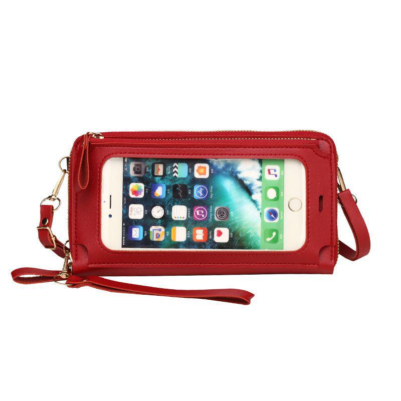 

Женская модная сумка кроссбоди с сенсорным экраном - Компактный кошелек для телефона, монет, карт и ключей 20*11*4cm вино красного
