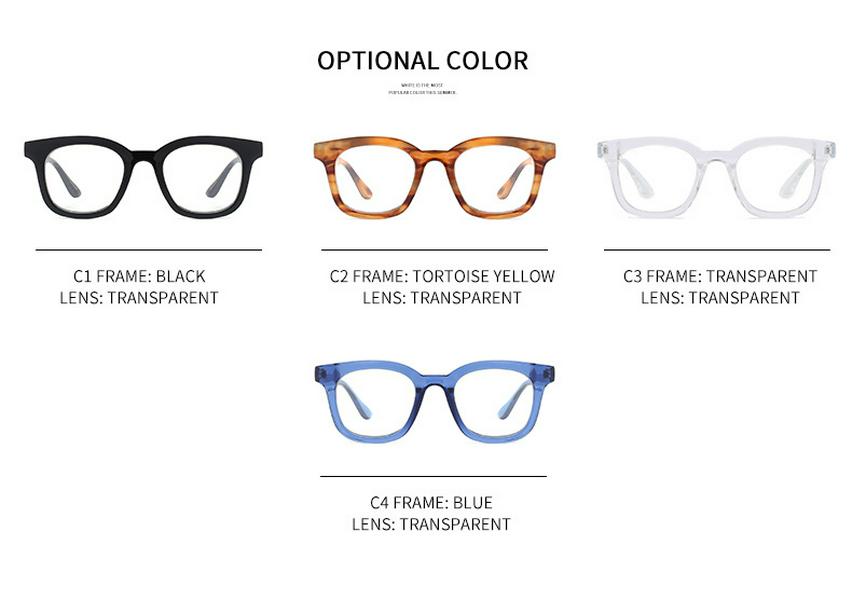Stylish Unisex Anti-Blue Light Square Glasses Frame 21011 with Optional Prescription Lenses