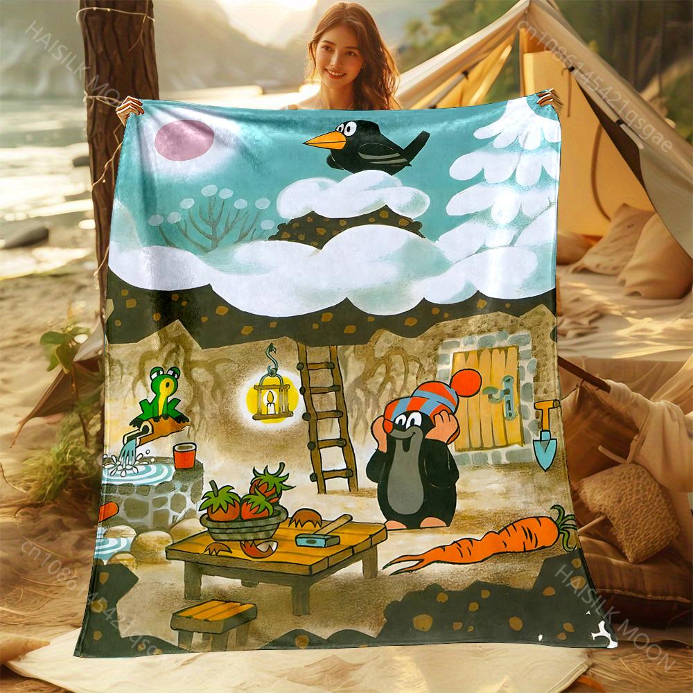 17 Styles Little Mole Printed Cartoon Blanket Warm Soft for Home Travel Blanket Sofa Bedding Cover RV Blanket for Kids Gifts 75x90cm
