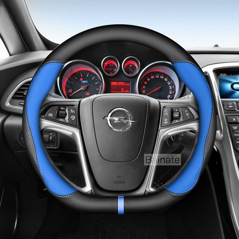 For Opel OPC ASTRA CORSA INSIGNIA MOKKA VECTRA GTC Tigra Carbon fiber Leather Car Steering Wheel Cover 37-38cm Auto Accessories