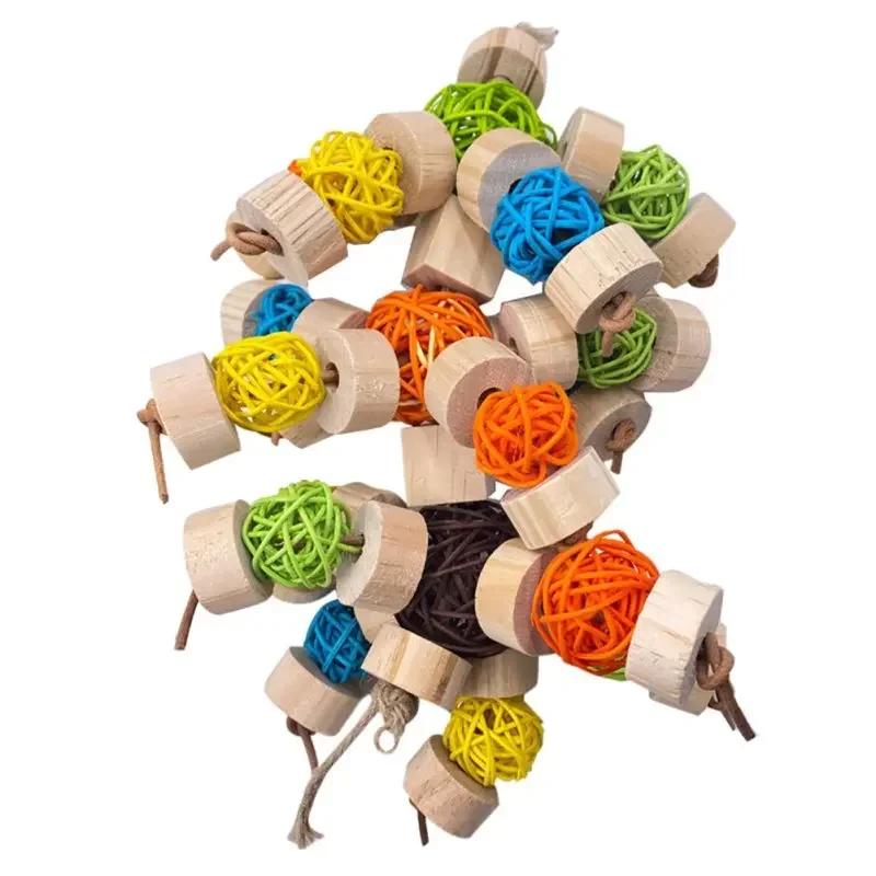 Zabawki do żucia dla ptaków, węzły blokowe, zabawka do rozrywania, wielokolorowa piłka rattanowa, zabawka do żucia dla papug, ary, cokatoos, zabawki dla papug afrykańskich