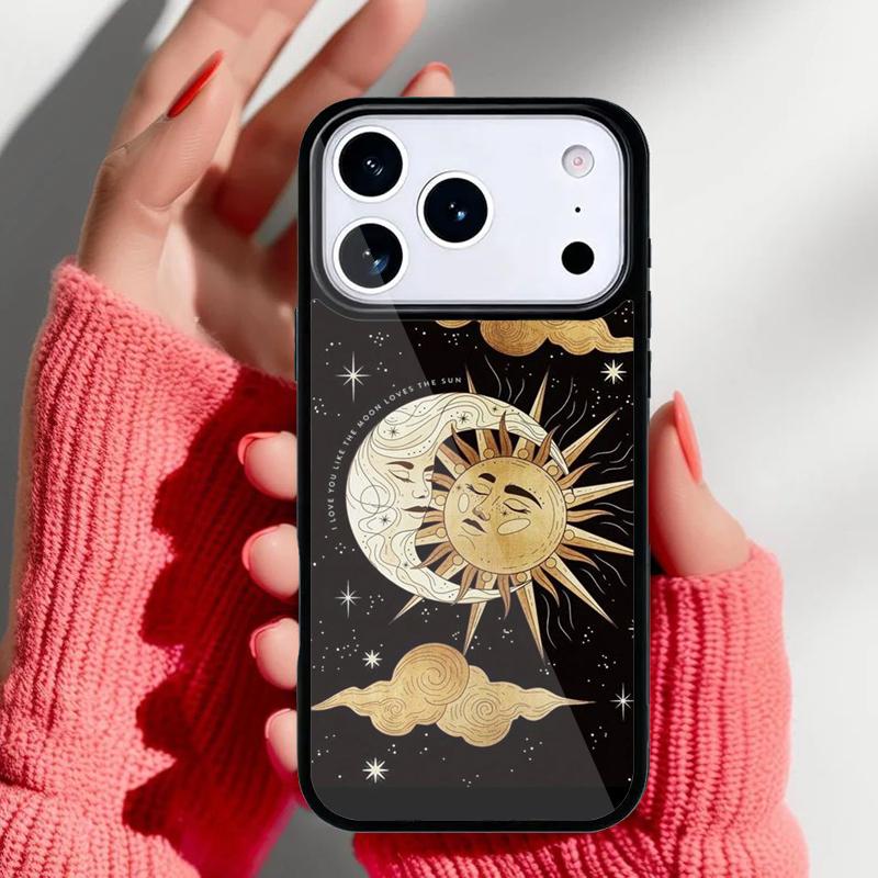 Sun Moon Face Phone Case for iPhone 17 Air 16e 15 14 13 Pro Max Back Cover for 12 11 Pro Coque