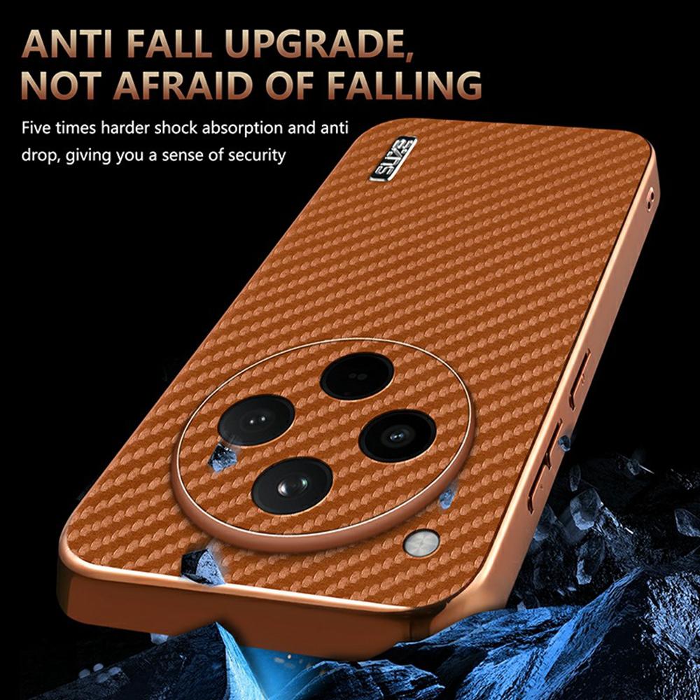 AZNS For Oppo Find X8s+ 5G Case Electroplating Carbon Fiber Texture PU + TPU Phone Cover