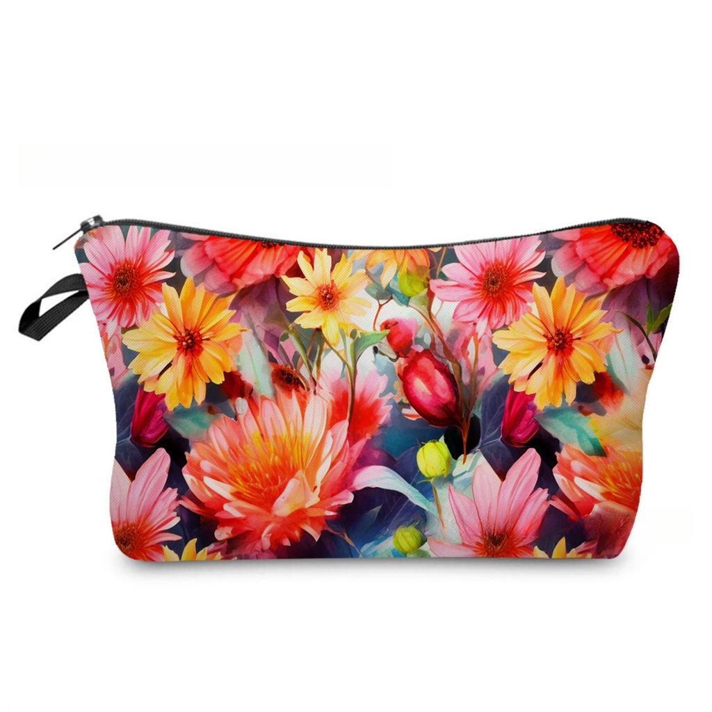 Women Floral Print Cosmetic Bag Toiletries Organize Travel Storage Case 6887 KTB