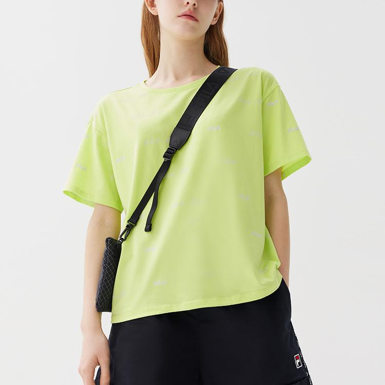 Fila Logo Print Fashion Trendy Casual Loose Round Neck Short Sleeve T-Shirt Women T-Shirt Bright-Liquid-Green F11W128156FLG