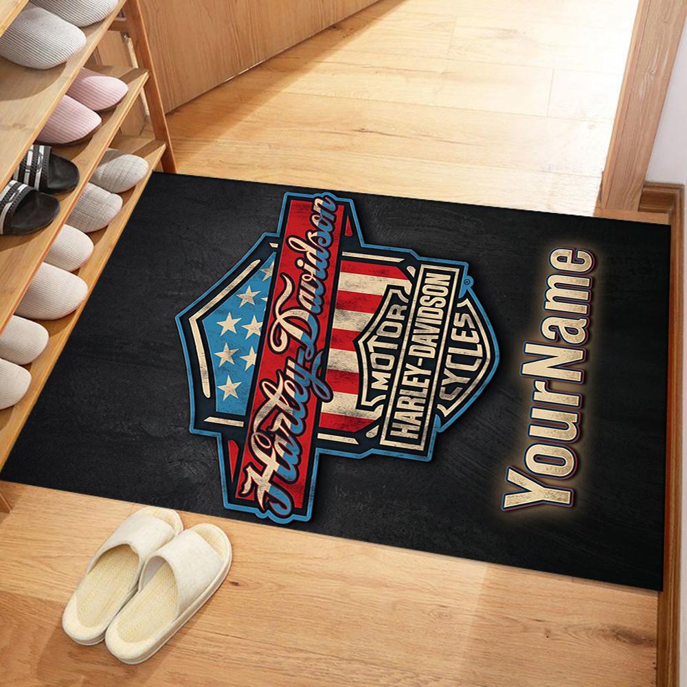 Harley-davidson Motorcycles Personalized Name Area Rug Suitable for Outdoor Game Room Foyer Dining Room Antislip Carpet Anime Office Decor