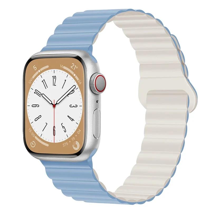 Magnetic Loop For Apple Watch Band 44mm Ultra 49mm 40mm 45-41mm Silicone Bracelet iWatch 10 9 8 7 6 5 SE For Correa Apple Watch