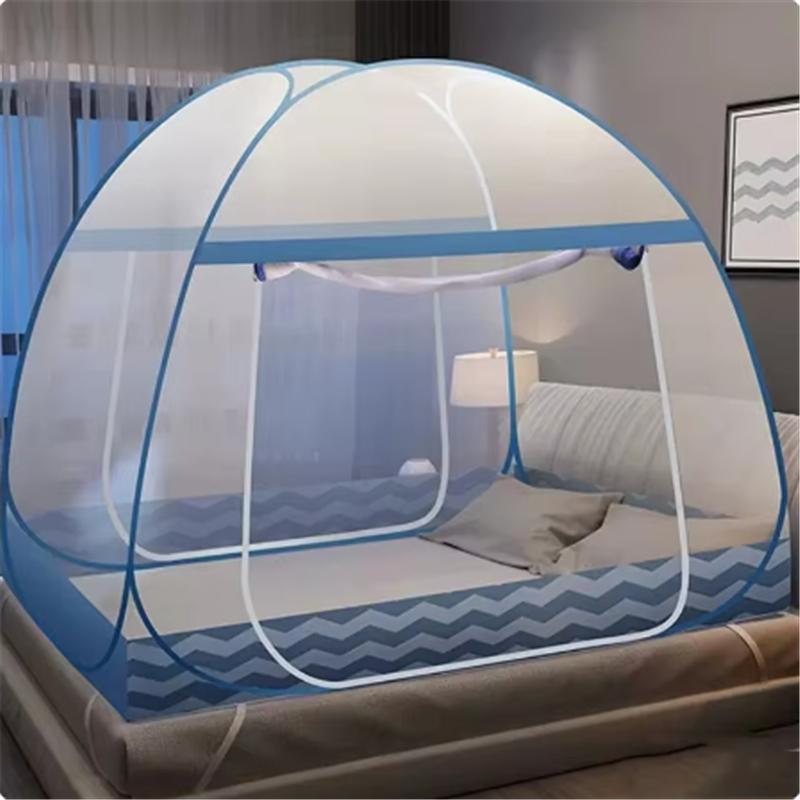 Einfaches Moskitonetz mit Meereswellen-Aufdruck für Zuhause, Sommer-verschlüsseltes, atmungsaktives Moskitonetz, großes Doppeltür-Jurten-Moskitonetz