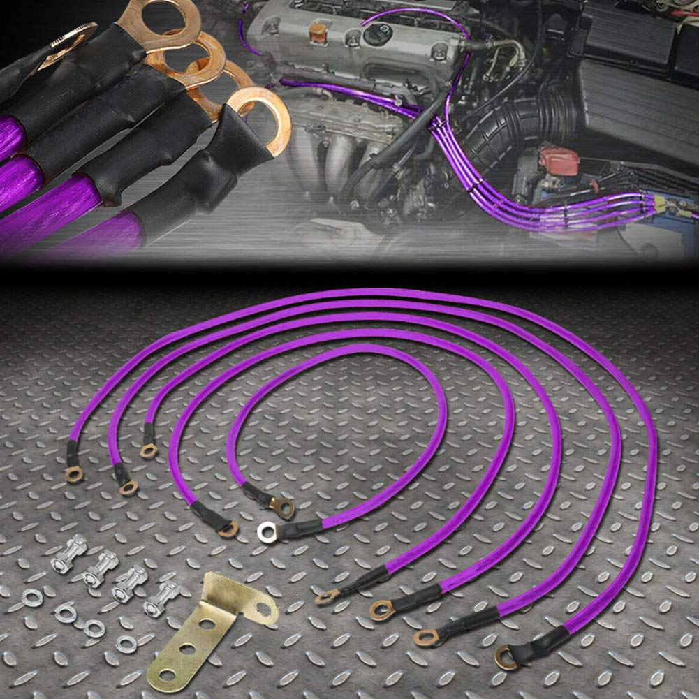Car Ground Wire, Strong Grounding Kit, Strong Grounding Cable, 5 Pieces, PVC Material, Brass