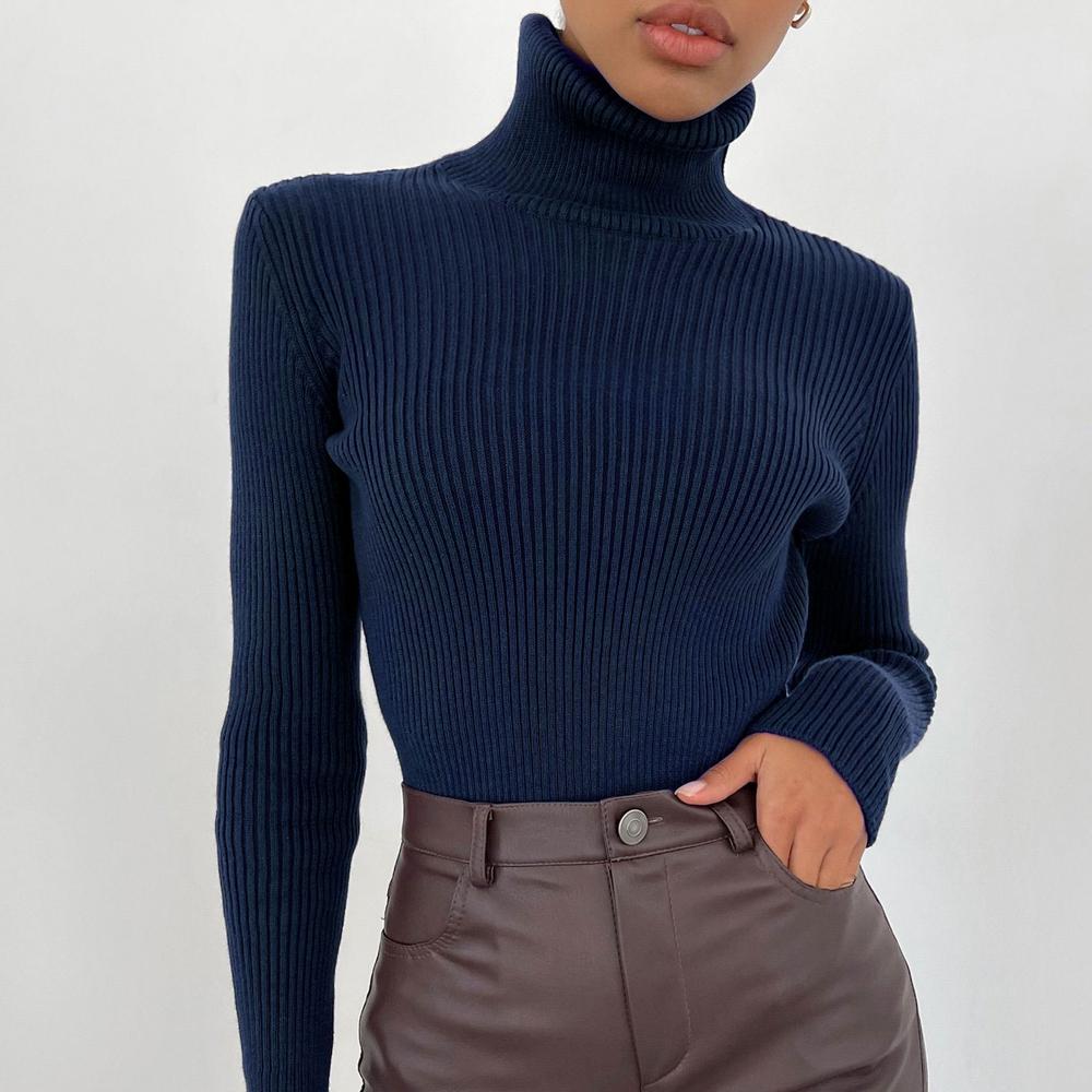 Mode-Trend Rollkragenpullover Gestricktes Unterhemd 2024 Herbst Strickpullover Rollkragenpullover Pullover Für Frauen