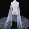 Wedding Bridal Veil Cut Edge Hair Accessories for Bride Single Layer Sheer Tulle 118" Pearls Embellished Chapel Veils