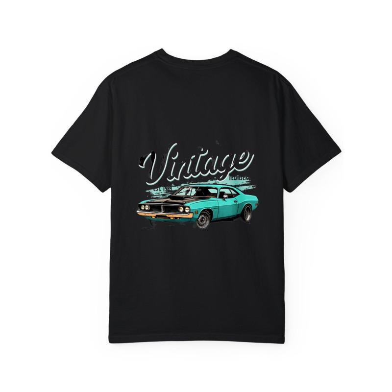 Vintage Car Graphic T-Shirt White Classic Muscle Car Print and Text Casual Wear for Men