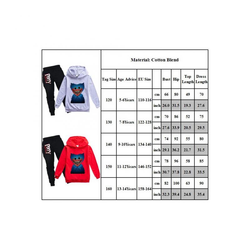 Kids Boys Poppy Playtime Huggy Wuggy Long Sleeve Sweatshirt Tops + Pants Tracksuit Set