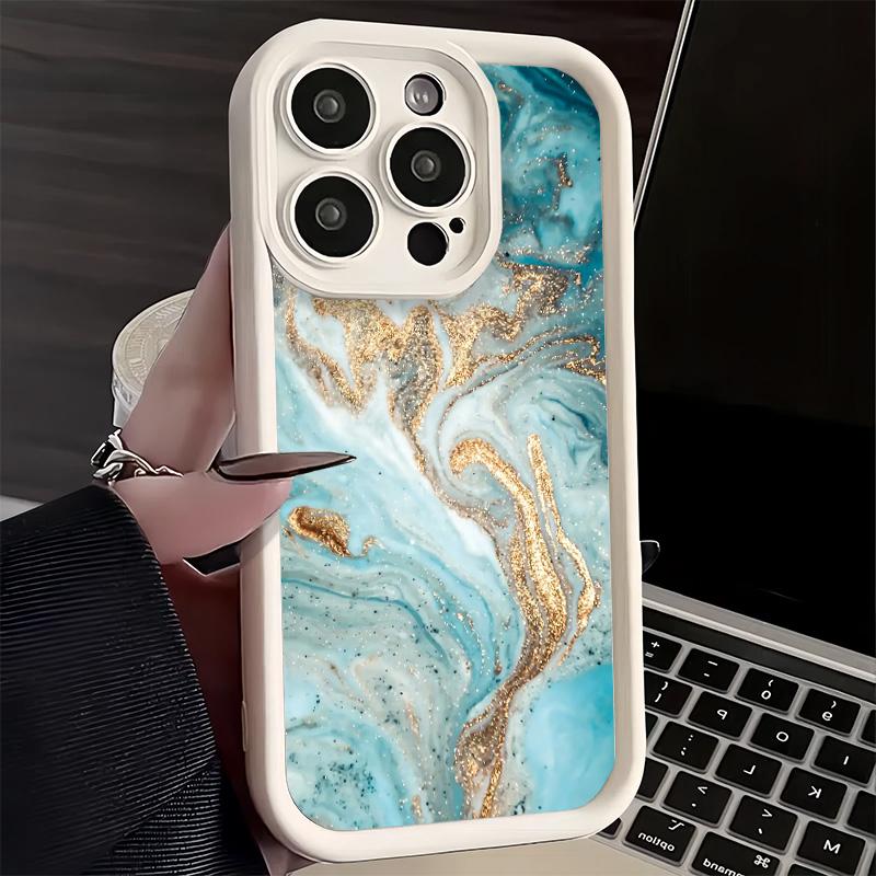 Phone Case for iPhone 17 Air 16E 15 16 Pro Max Gold Granite Marble Pattern Cover 14 Plus 13 12 Mini Soft Shell Silicone Fundas
