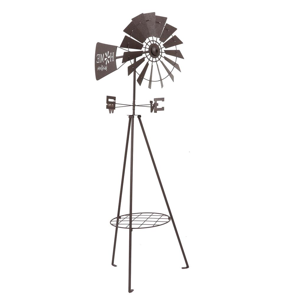 Garden Windmill Potting Rack Multifunctional Rotating Iron Floor Windmill Plants Shelf Dual Use