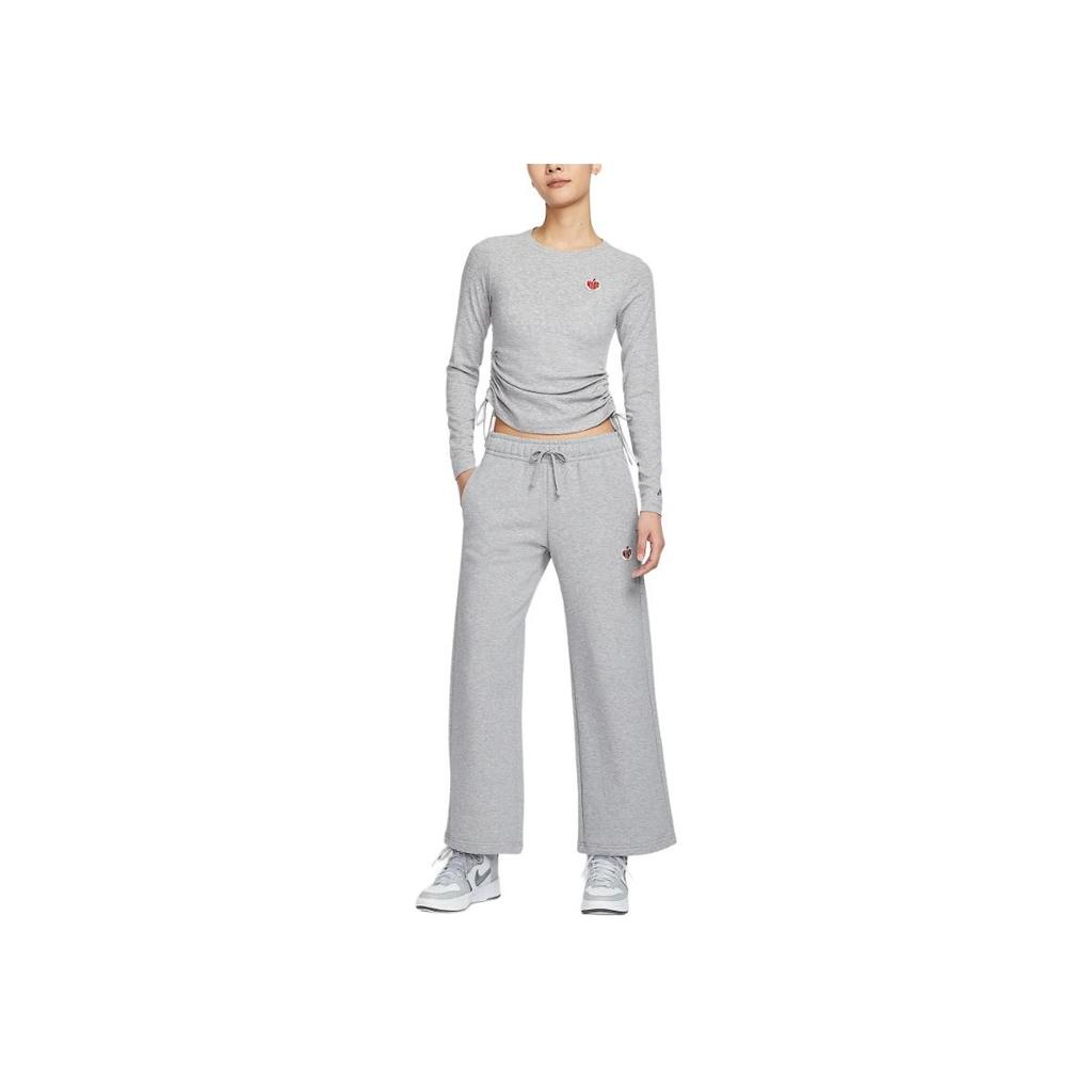 Nike Sportbekleidung Gerippter Pullover Mode Kurzarm T-Shirt Damen Tops Dunkelgrau Mischfarbe HV8728063