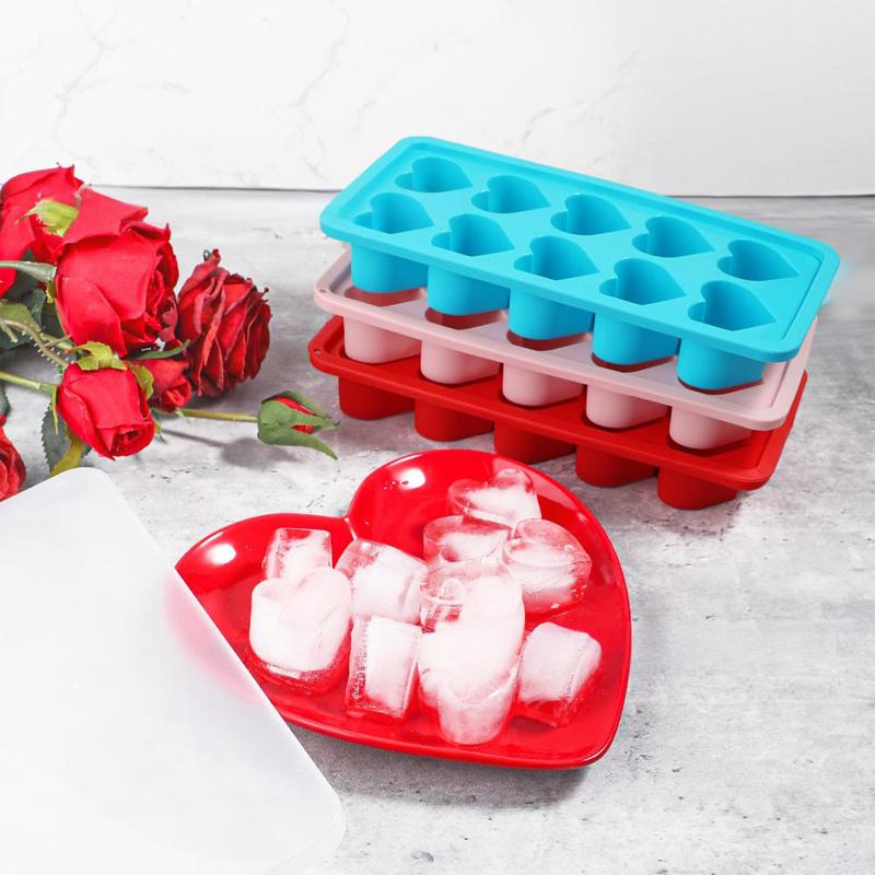 Mini Love Chocolate Heart Shaped Silicone Mold Pink Red Ice Cube Mold Multifunctional DIY Pudding Candy Mold Whiskey Kitchen