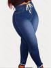 2025 Women's Plus Size Drawstring Slim Fit Elastic Jeans with Small Leg Opening