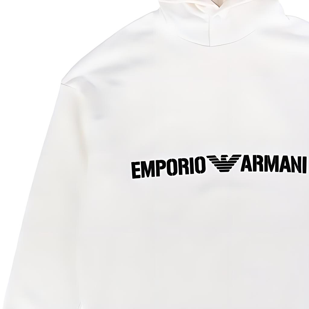 Emporio Armani Ss23 Letter Print Hooded Long Sleeve Sweatshirt Men Sweatshirt Beige 6L1ML9-1JWPZ-01E1