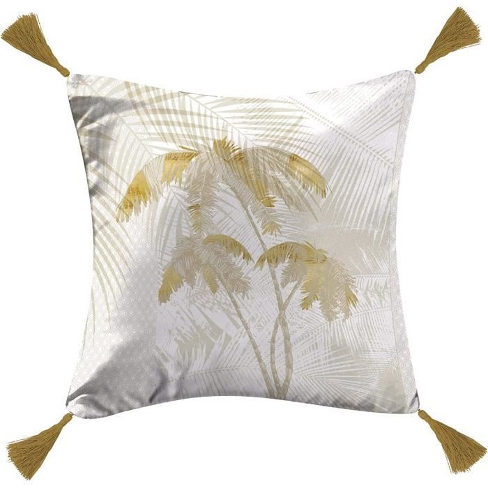 Coussin - Palmier mal - 40 x 40 cm - Beige - Déhoussable - Carré - Uni