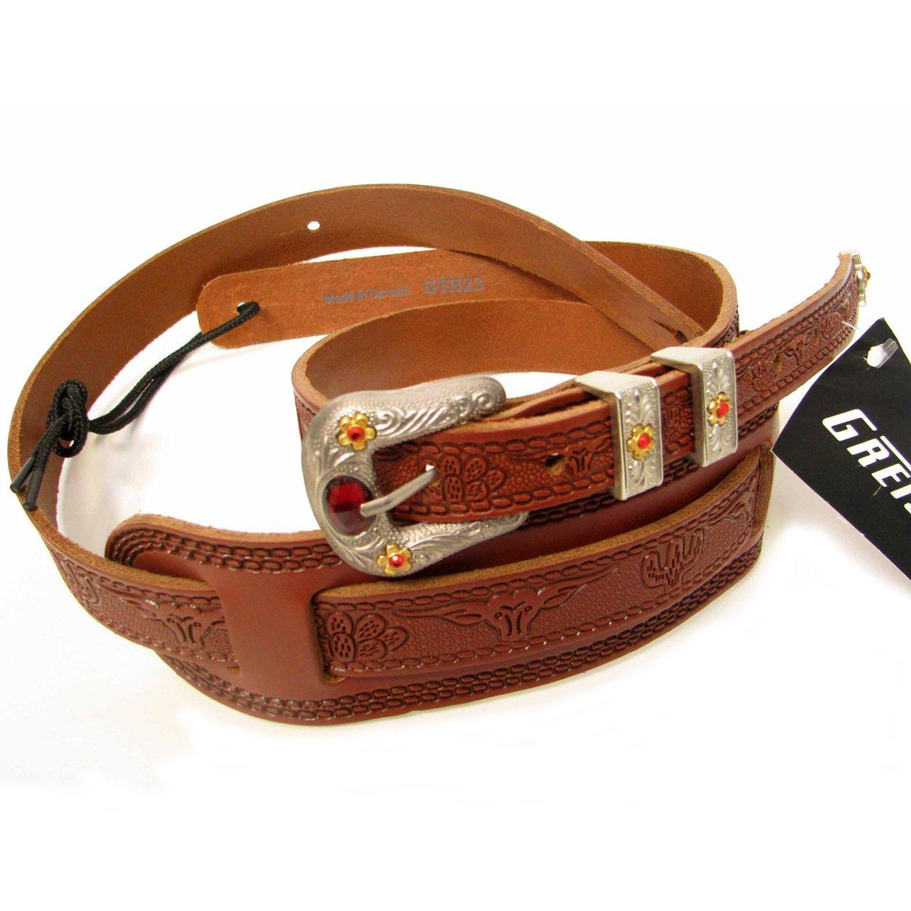 

Authentic Gretsch Tooled Walnut Leather Guitar Strap