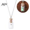 Unique Handmade Fantasy Gift Glow Ghost Necklace, Glow-in-the-dark in Bottle Pendant, Cute Halloween Party Favors Necklace Earrings, Gothic