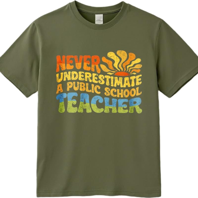Relaxed Fit Teenagers O Neck tshirt Casual Never Underestimate A Public School Teacher Minimalist Unisex Tshirt Quick Dry Shirt