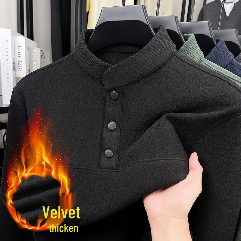 Men s Double-Sided Fleece Stand Collar Hoodie - Warm Casual Long Sleeve Top M 90-115 jin