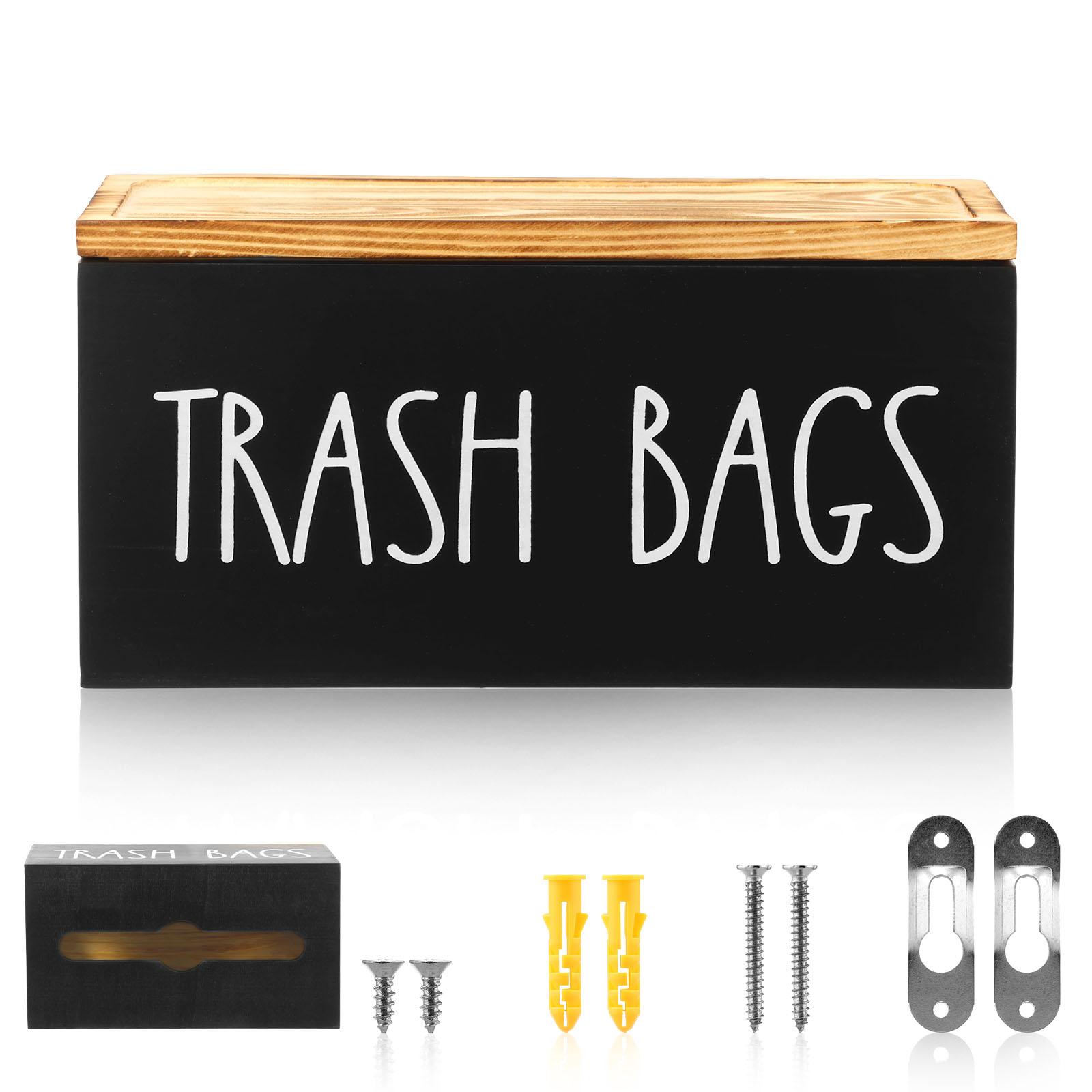 Wall Mount Waste Bag Roll Holder Dispenser Wooden Paper Tissue Holder Freshness Film Roll Storage Rack Kitchen Trash Bag Rack