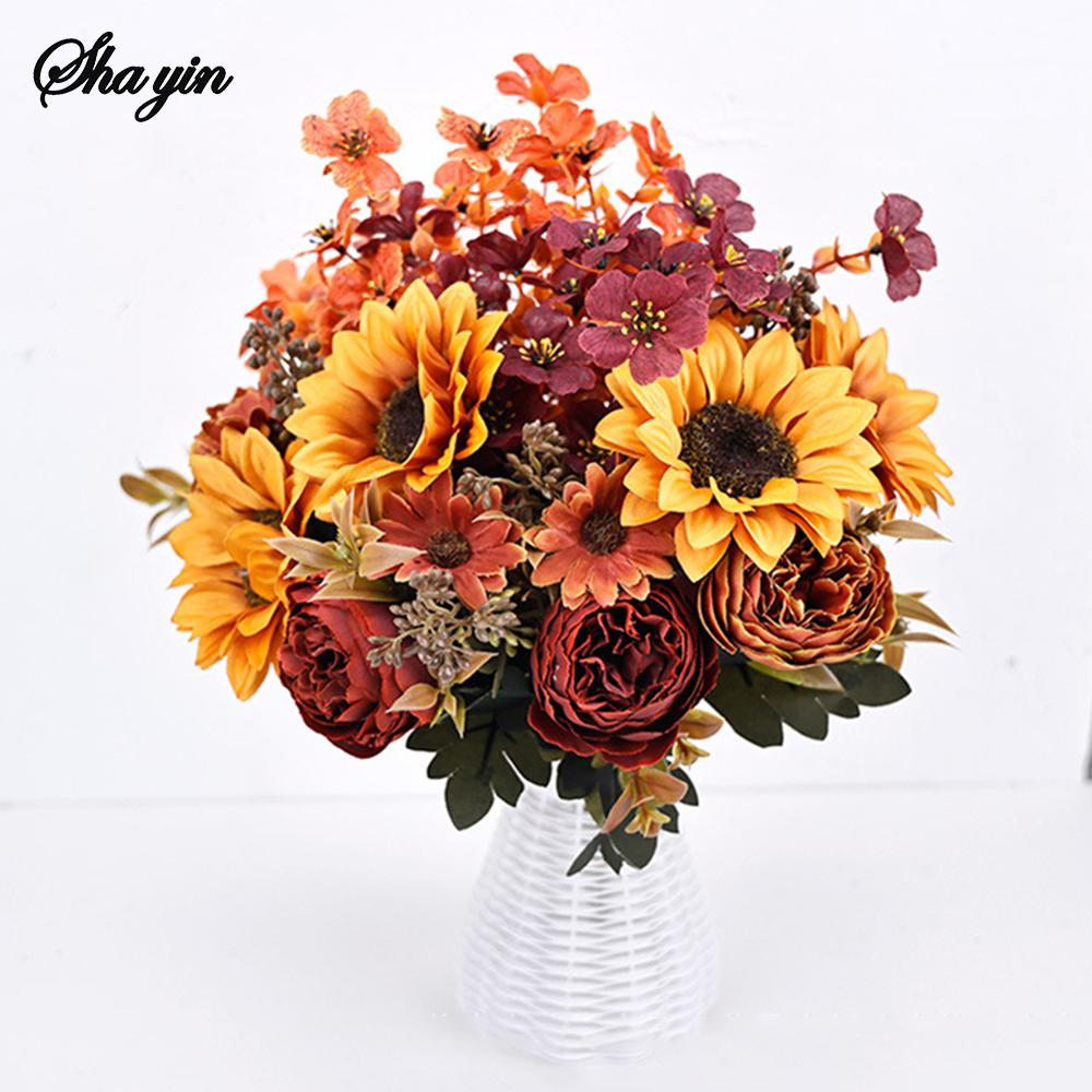 Simulated Flowers Autumn Sunflowers Sunflowers Wedding Home Fake Flowers Simulated Bouquet