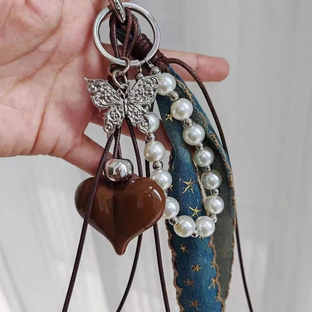 Cowboy Ribbon Bag Pendant Pearl Bag Charm New Love Heart Pendant Fashion Accessories