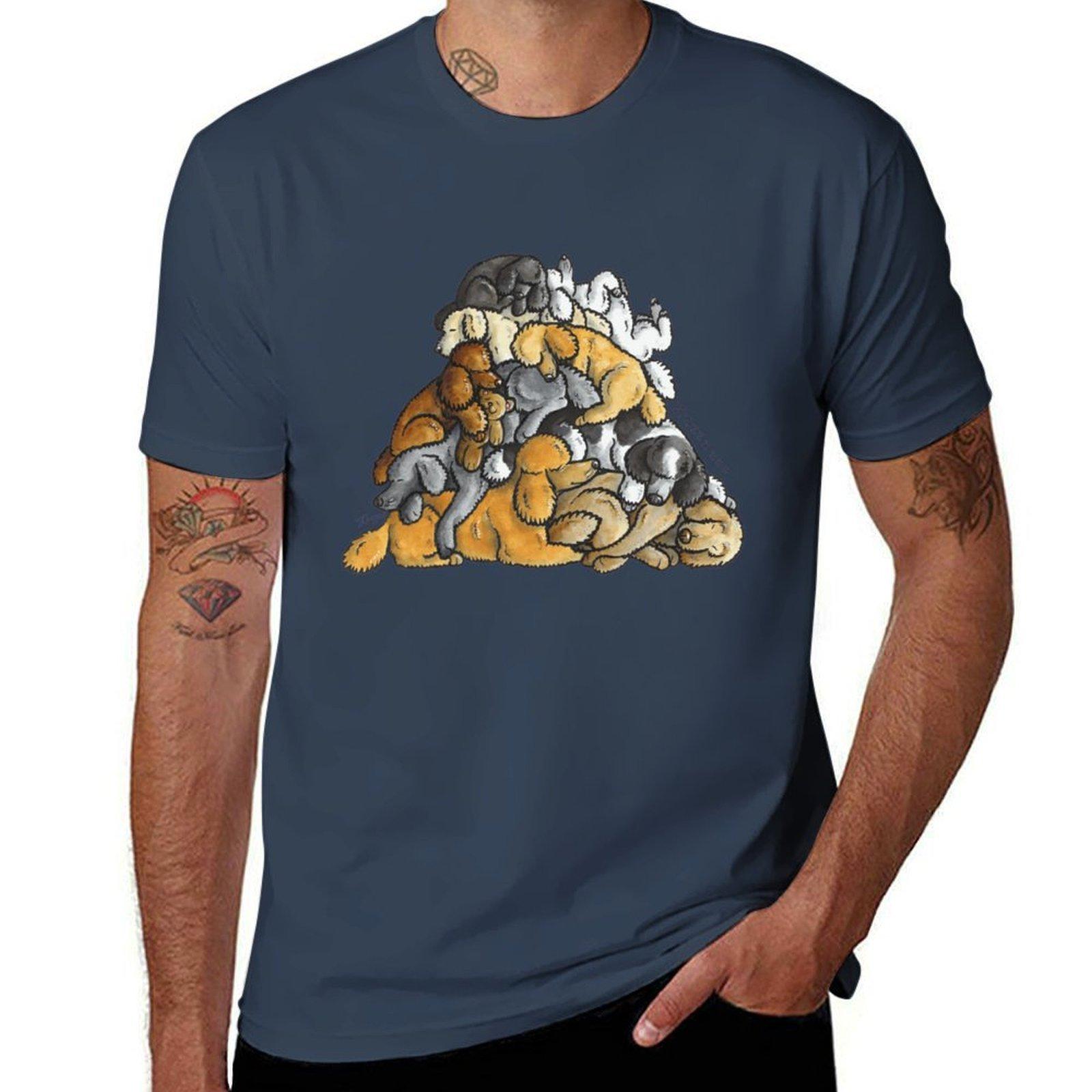 Sleeping Pile Of Poodle Dogs Tshirt Stretch Fabric Comfort Tshirt S